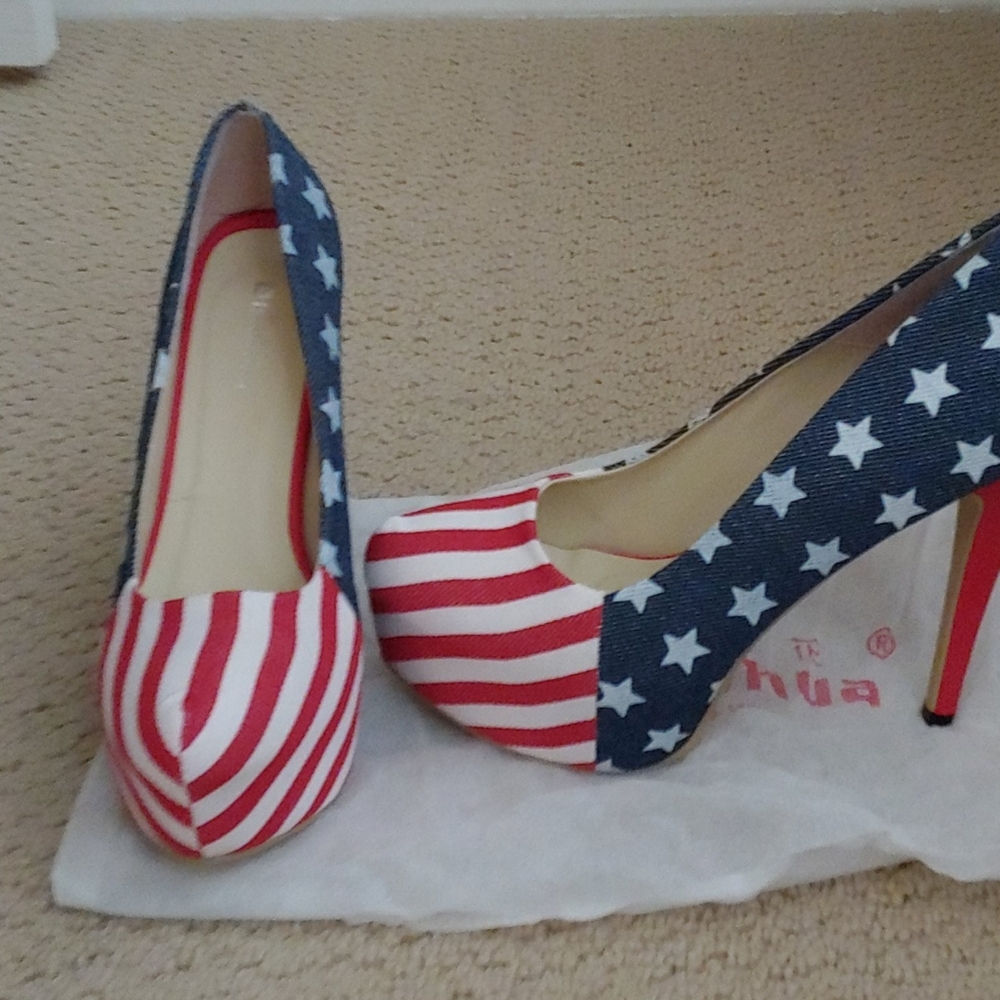 Red, White,and Blue High Heels